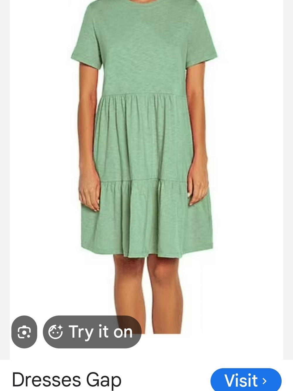 NWOT GAP Light Green Tiered Cotton Sundress 3 TIER